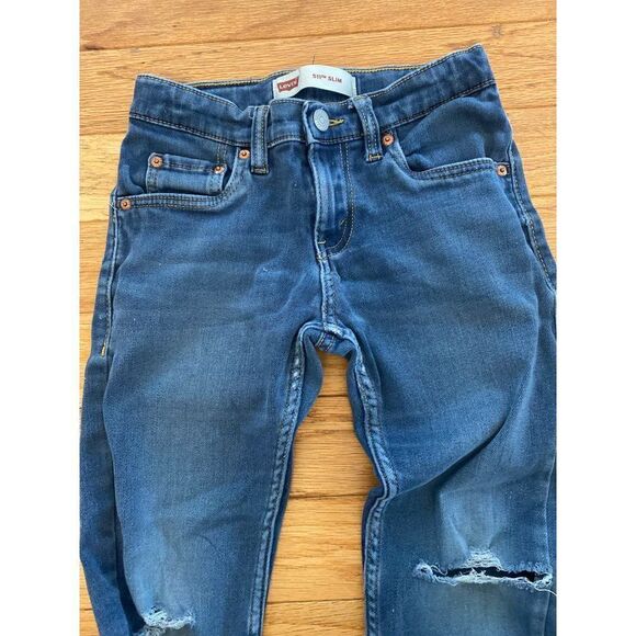 Levi's 511 women's low rise straight leg distress ripped knees jeans 10R W25 L26 - Picture 4 of 9